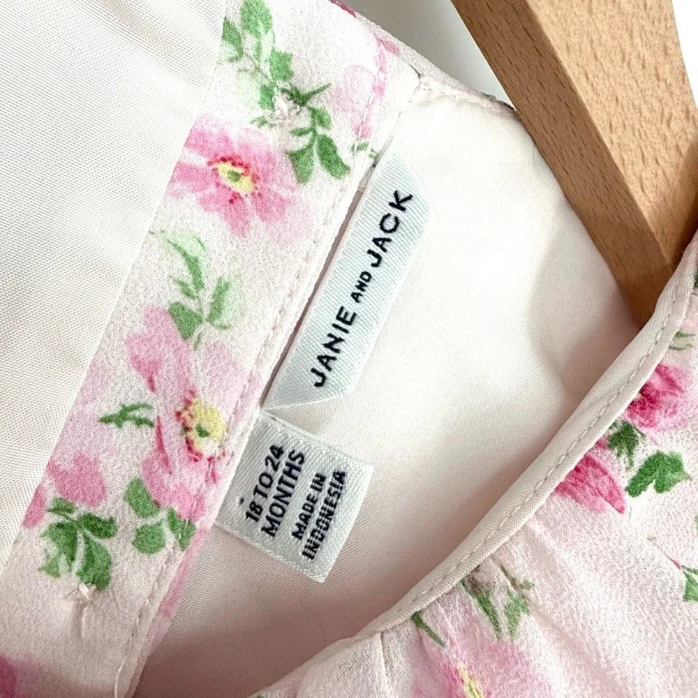 Janie and Jack Pink Floral Ruffle Chiffon Romper 18-24 Months Easter‎